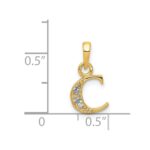 14KY with Rhodium Diamond Letter C Initial Pendant - Image 3