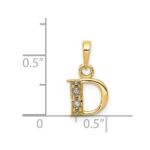 14KY with Rhodium Diamond Letter D Initial Pendant - Image 3
