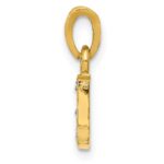 14KY with Rhodium Diamond Letter L Initial Pendant - Image 2