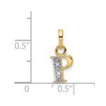 14KY with Rhodium Diamond Letter P Initial Pendant - Image 3