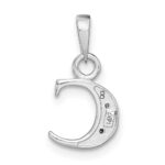 14KW with Rhodium Diamond Letter C Initial Pendant - Image 4