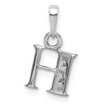 14KW Rhodium-plated Diamond Letter H Initial Pendant - Image 4
