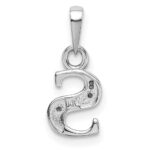 14KW Rhodium-plated Diamond Letter S Initial Pendant - Image 4