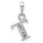 14KW Rhodium-plated Diamond Letter T Initial Pendant - Image 4