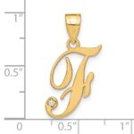 14KY Script Letter F Initial Pendant with Diamond - Image 4