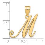 14KY Script Letter M Initial Pendant with Diamond - Image 4
