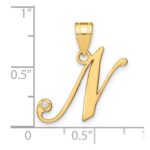 14KY Script Letter N Initial Pendant with Diamond - Image 4