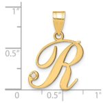 14KY Script Letter R Initial Pendant with Diamond - Image 4