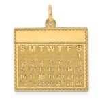 14k Saturday the First Day Engravable Calendar Pendant