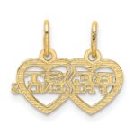 14k Double Heart BEST FRIENDS 2-Piece Break-apart Charm - Image 3