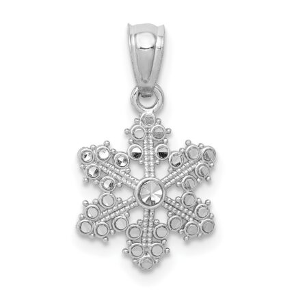 14k White Gold Snowflake Pendant