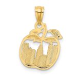 14k with White Rhodium Cut-out New York Skyline in Apple Pendant - Image 3