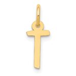 14k Small Slanted Block Letter T Initial Charm