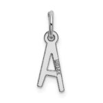 14k White Gold Small Slanted Block Letter A Initial Charm - Image 3