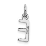 14K White Gold Small Slanted Block Letter E Initial Charm - Image 3