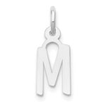 14K White Gold Small Slanted Block Letter M Initial Charm