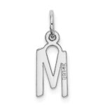 14K White Gold Small Slanted Block Letter M Initial Charm - Image 3