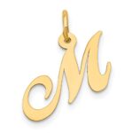 14K Small Fancy Script Letter M Initial Charm