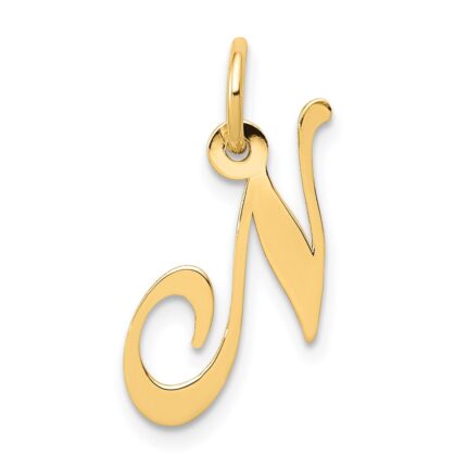 14K Small Fancy Script Letter N Initial Charm