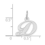 14k White Gold Small Fancy Script Letter D Initial Charm - Image 3