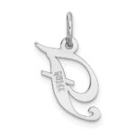 14k White Gold Small Fancy Script Letter F Initial Charm - Image 4