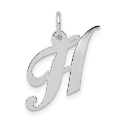 14k White Gold Small Fancy Script Letter H Initial Charm
