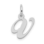14k White Gold Small Fancy Script Letter V Initial Charm