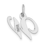 14k White Gold Small Fancy Script Letter W Initial Charm - Image 4