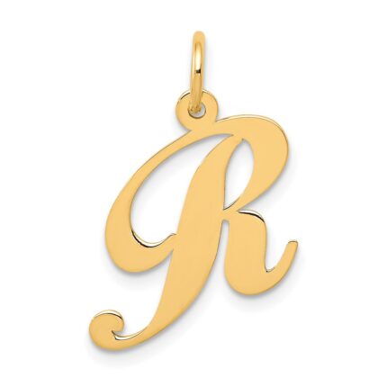 14K Medium Fancy Script Letter R Initial Charm