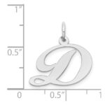 14k White Gold Medium Fancy Script Letter D Initial Charm - Image 3