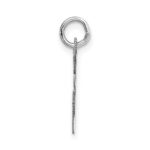 14K White Gold Medium Fancy Script Letter E Initial Charm - Image 2