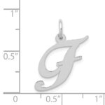 14K White Gold Medium Fancy Script Letter F Initial Charm - Image 3