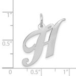 14K White Gold Medium Fancy Script Letter H Initial Charm - Image 3