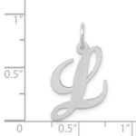 14K White Gold Medium Fancy Script Letter L Initial Charm - Image 3