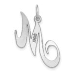 14K White Gold Medium Fancy Script Letter M Initial Charm - Image 4