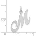 14K White Gold Medium Fancy Script Letter M Initial Charm - Image 3