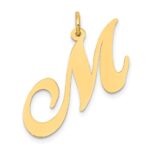 14k Large Fancy Script Letter M Initial Charm