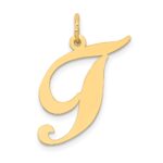 14k Large Fancy Script Letter T Initial Charm