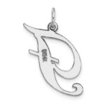 14k White Gold Large Fancy Script Letter F Initial Charm - Image 4