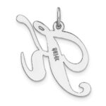 14k White Gold Large Fancy Script Letter K Initial Charm - Image 4