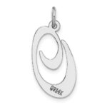 14k White Gold Large Fancy Script Letter O Initial Charm - Image 4