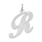 14k White Gold Large Fancy Script Letter R Initial Charm