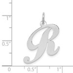 14k White Gold Large Fancy Script Letter R Initial Charm - Image 3