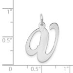 14k White Gold Large Fancy Script Letter V Initial Charm - Image 3