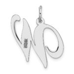 14k White Gold Large Fancy Script Letter W Initial Charm - Image 4