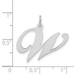 14k White Gold Large Fancy Script Letter W Initial Charm - Image 3