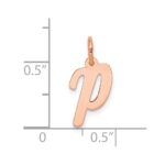 14k Rose Gold Small Script Letter P Initial Charm - Image 4