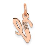 14k Rose Gold Small Script Letter V Initial Charm - Image 3