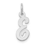 14k White Gold Small Script Letter E Initial Charm