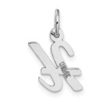 14k White Gold Small Script Letter H Initial Charm - Image 4